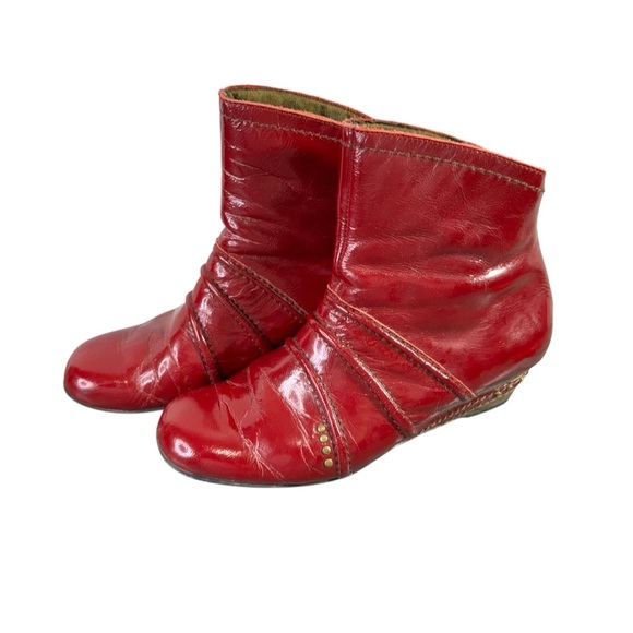 Fly Girl Red Ankle Boots Back Zip Size 41 - Picture 1 of 13